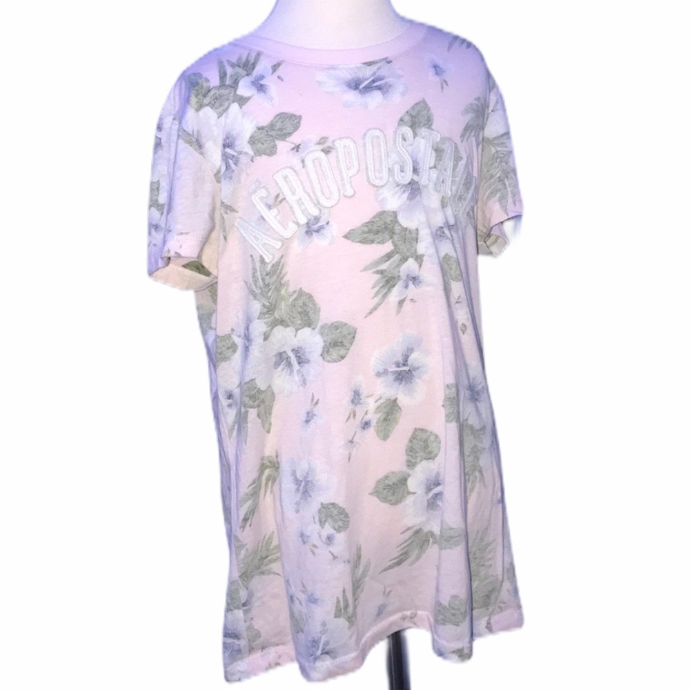 AEROPOSTALE Pink flowery T-Shirt summer CLEARANCE! Large junior top